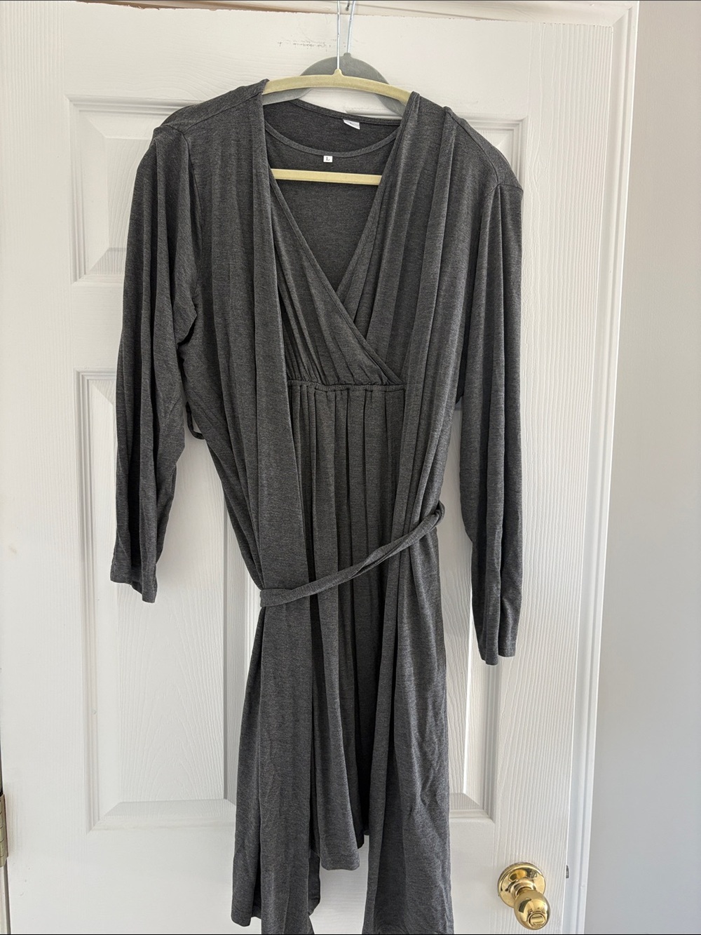 Women's Charcoal Wrap Dress with Belt